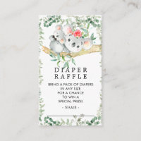 Cute Koala Bear Baby Shower Diaper Raffle Ticket