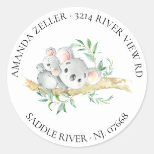 Cute Koala Bear Baby Shower Return Address Label