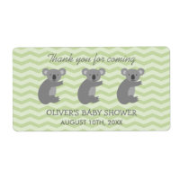 Cute koala bear baby shower water bottle stickers