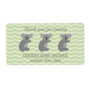 Cute koala bear baby shower water bottle stickers