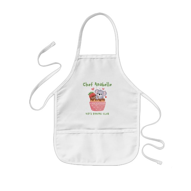 Cute Koala Bear Baking Club Kids' Apron (Front)