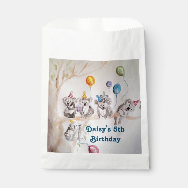 Cute Koala Bear Birthday Animal Party Favor Bags (Front)