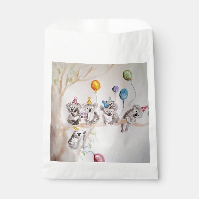 Cute Koala Bear Birthday Animal Party Favor Bags (Front)