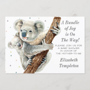 Cute Koala Bear Bundle of Joy Baby Shower Invitation