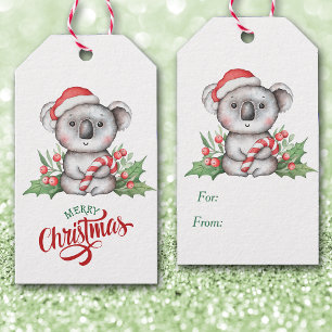 Cute Koala Bear Candy Cane Gift Tags