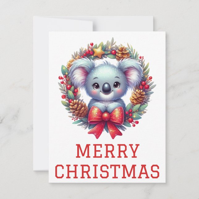 Cute Koala Bear Christmas Card (Front)
