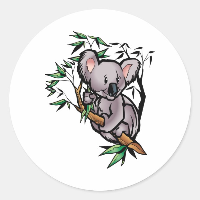 Cute Koala Bear Classic Round Sticker (Front)