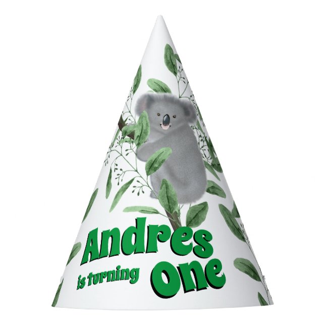 Cute Koala Bear Climbing a Eucalyptus Tree  Party Hat (Front)