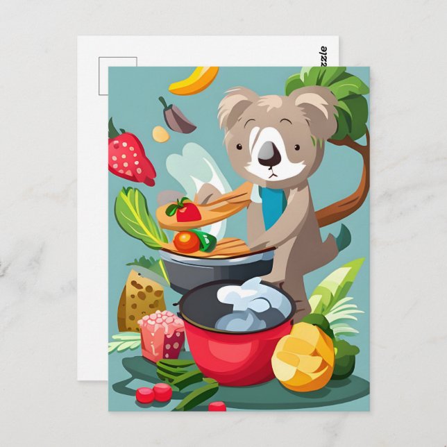 Cute Koala Bear cooking a dinner, Postcrossing Postcard (Front/Back)