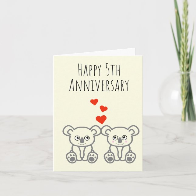 Cute Koala Bear Couple-Happy Anniversary Card  (Front)