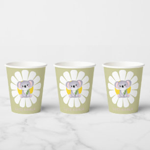 Cute koala Bear daisy flower Zoo Animal Love Paper Cups