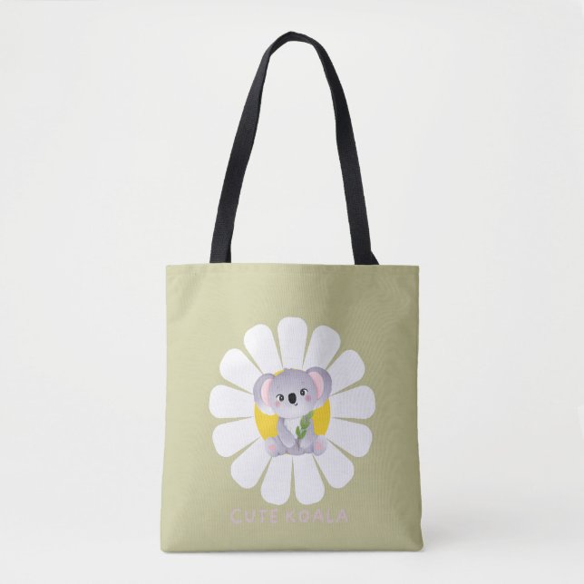 Cute koala Bear daisy flower Zoo Animal Love Tote Bag (Front)