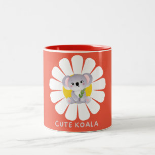 Cute koala Bear daisy flower Zoo Animal Love Two-Tone Coffee Mug