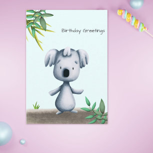 Cute Koala Bear Drawing Personalised Birthday Card