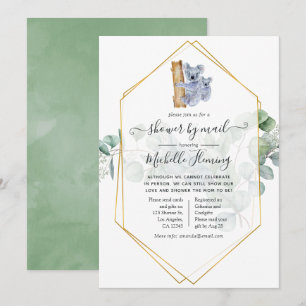 Cute Koala Bear Eucalyptus Baby Shower by Mail Invitation