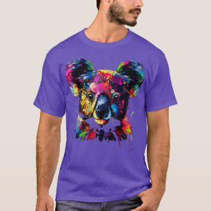 Cute Koala Bear Face Colourful Wild Animal Art Lov T-Shirt