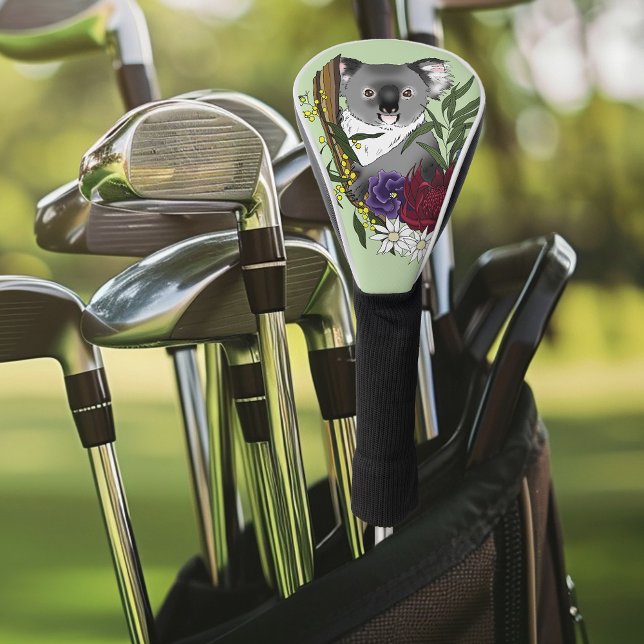 Cute Koala Bear Green Australian Wildlife Floral Golf Head Cover (Creator Uploaded)