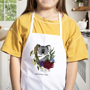 Cute Koala Bear Green Australian Wildlife Floral Kids Apron