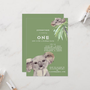Cute Koala Bear Hang Out with Me Birthday Invitation