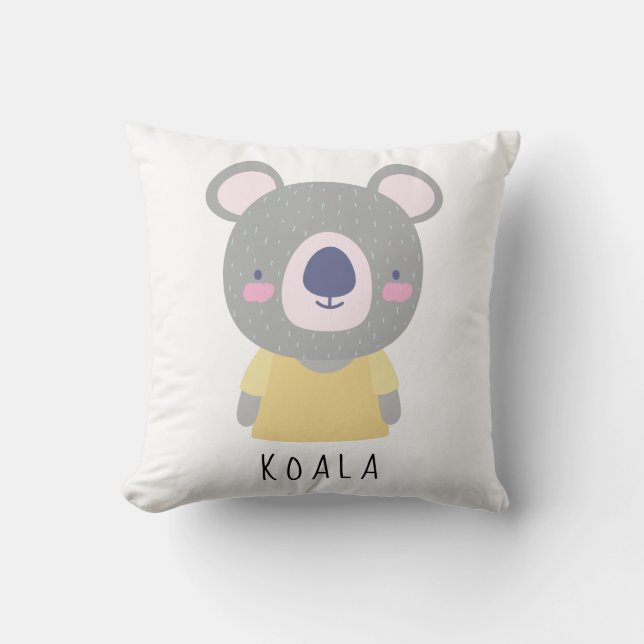 Cute Koala Bear Illustration - Customisable Cushion (Front)