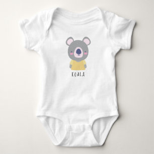 Cute Koala Bear Illustration - Customisable Name B Baby Bodysuit