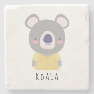 Cute Koala Bear Illustration - Customisable Stone Coaster