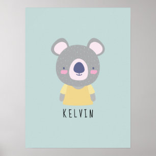 Cute Koala Bear Illustration - Customizable Poster