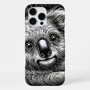 Cute Koala Bear Illustration on Leather Background iPhone 16 Pro Max Case