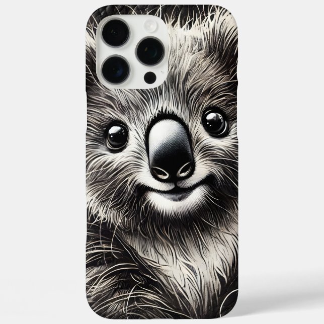 Cute Koala Bear Illustration on Textured Surface Case-Mate iPhone Case (Back)