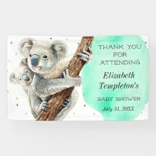 Cute Koala Bear It's a Boy Teal Blue Baby Shower Banner