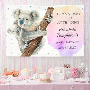 Cute Koala Bear It's a Girl Pink Baby Shower Banner