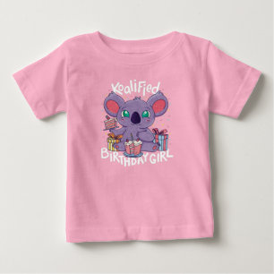 Cute Koala Bear Koalified Birthday Girl Pink Baby T-Shirt