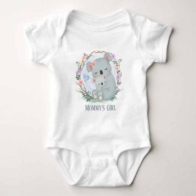 Cute koala bear Mummy add text Baby Bodysuit (Front)