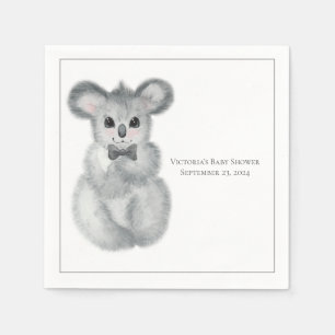Cute Koala Bear Name  Floral Modern Baby Shower  Napkin