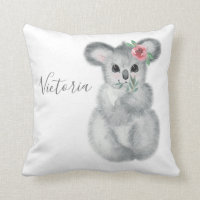 Cute Koala Bear Name Floral Modern Simple