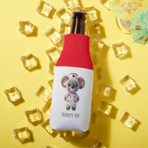 Cute Koala Bear Nurse with Red Stethoscope Bottle Cooler