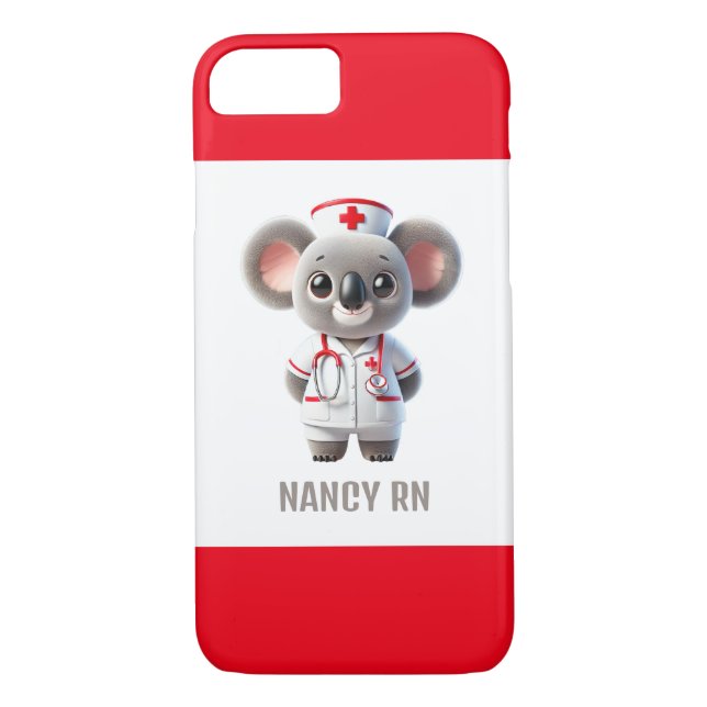 Cute Koala Bear Nurse with Red Stethoscope Case-Mate iPhone Case (Back)