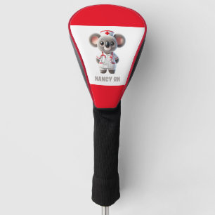 Cute Koala Bear Nurse with Red Stethoscope Golf Head Cover