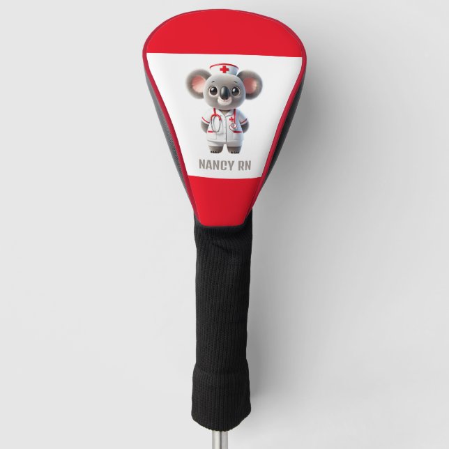 Cute Koala Bear Nurse with Red Stethoscope Golf Head Cover (Front)