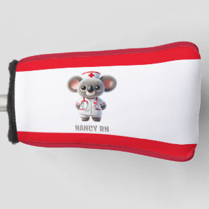 Cute Koala Bear Nurse with Red Stethoscope Golf Head Cover