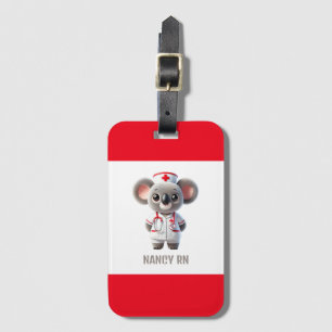 Cute Koala Bear Nurse with Red Stethoscope Luggage Tag
