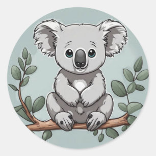 Cute koala bear on teal classic round sticker