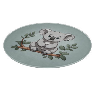 Cute koala bear on teal cutting board
