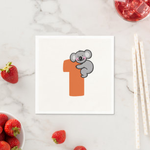 Cute Koala Bear One Sweet Year 1st Birthday Napkin
