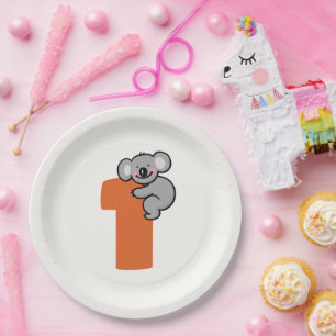 Cute Koala Bear One Sweet Year 1st Birthday Paper Plate
