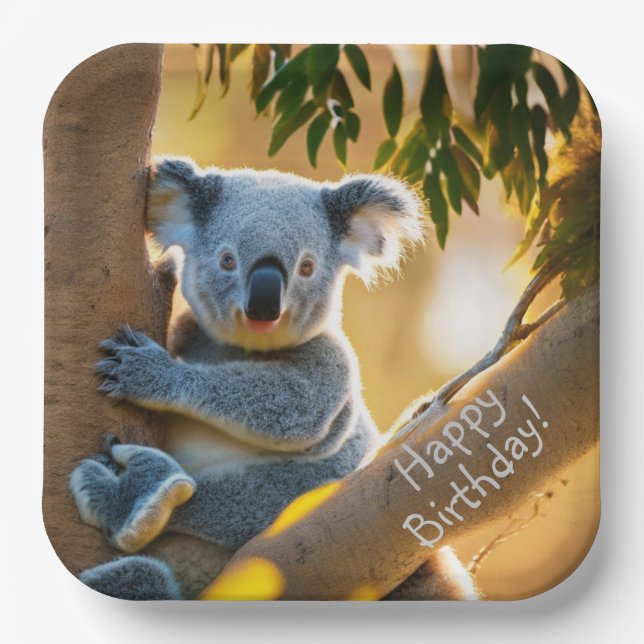 Cute Koala Bear Paper Plate (Front)