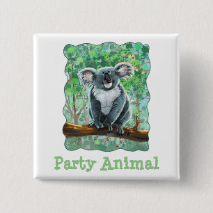 Cute Koala Bear Party Centre 15 Cm Square Badge