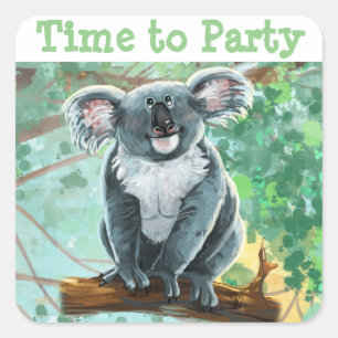 Cute Koala Bear Party Centre Square Sticker
