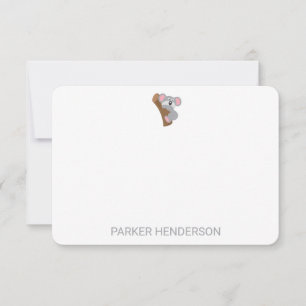 Cute Koala Bear Personalised Kids Stationery Thank You Card