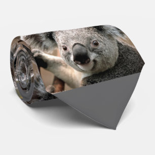 Cute Koala Bear Photo Tie (grey background)